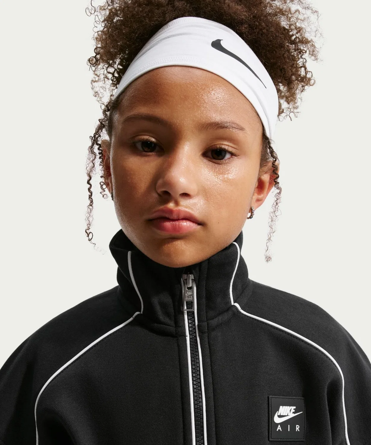 Толстовка Nike YTH Air Fleece Track Jacket, чёрная — фото 2