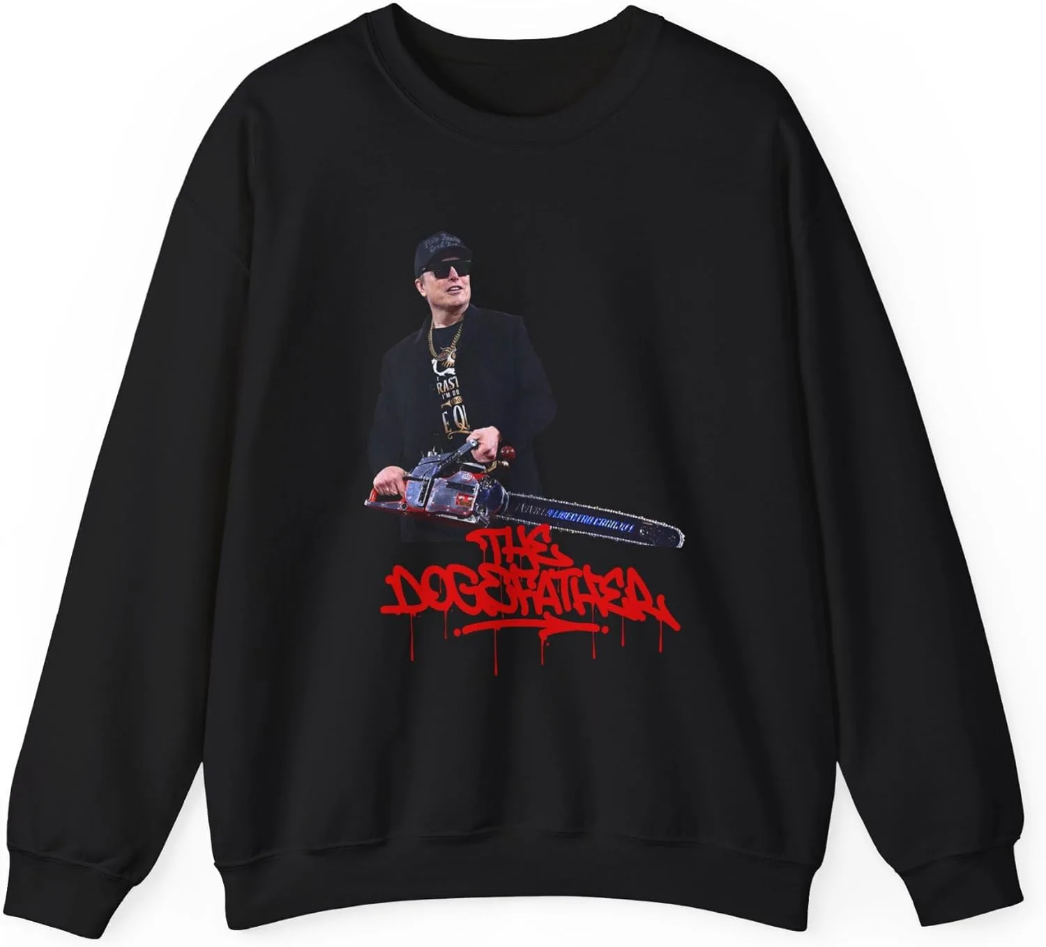 Толстовка The Dogefather Chainsaw Elon Doge Gift Black