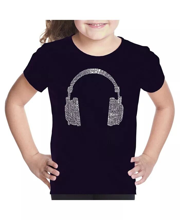 

Футболка Big Girl's Word Art - 63 РАЗНЫХ ЖАНРА МУЗЫКИ LA Pop Art, черный