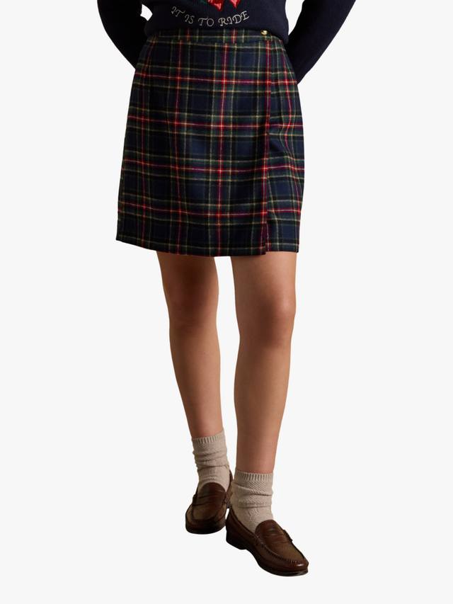 

Тартановая шерстяная обёртывающая мини-юбка Joules, Blackwatch