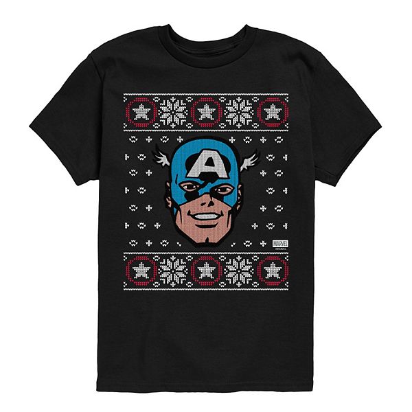 

Футболка с принтом Captain America Ugly Christmas для мальчиков 8-20 Marvel, Black