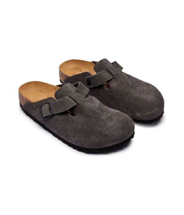 Мюли женские Birkenstock из натуральной замши, серый — фото 3