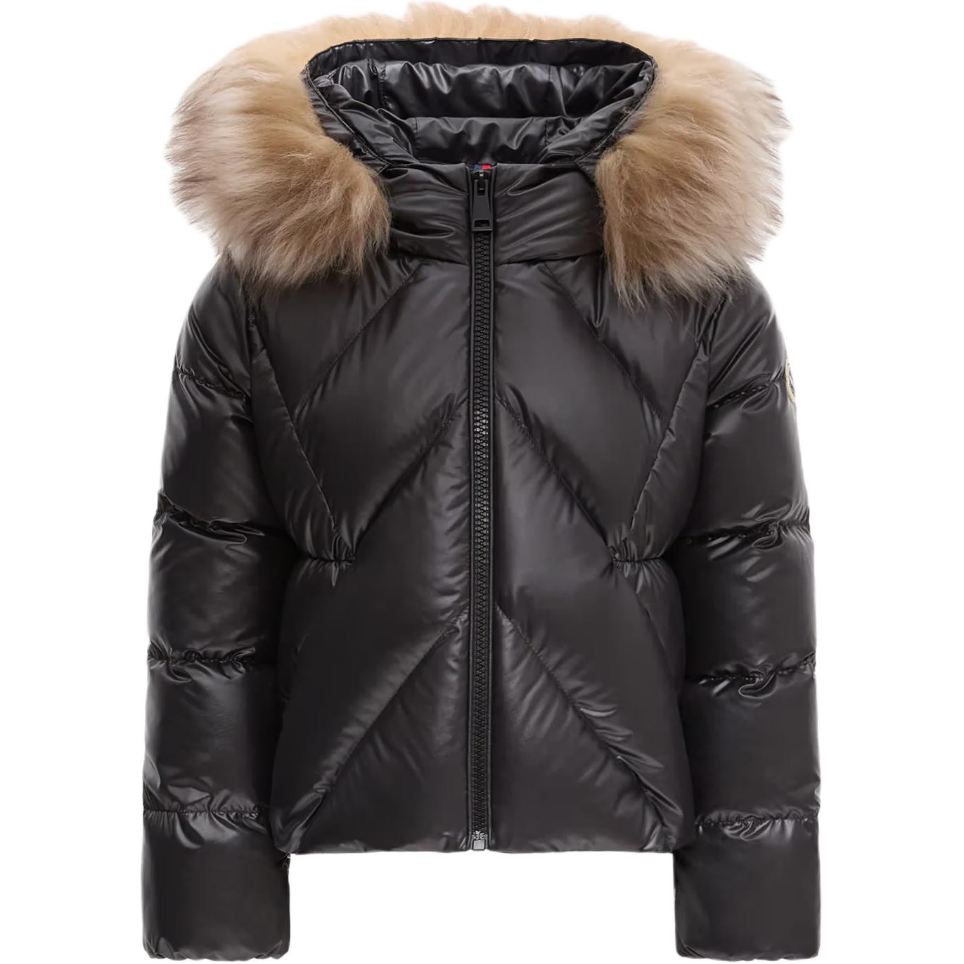 

Пуховик с капюшоном и отделкой из овчины детский Moncler, черный