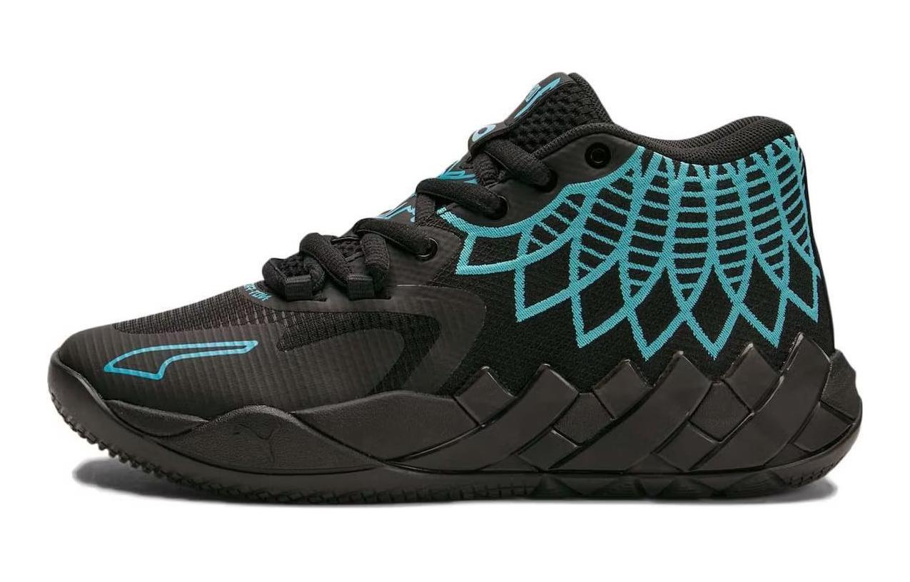 ЛаМело Болл x MB.01 Баскетбольные кроссовки Mid Top для подростков Чёрно-синие PUMA — фото 2