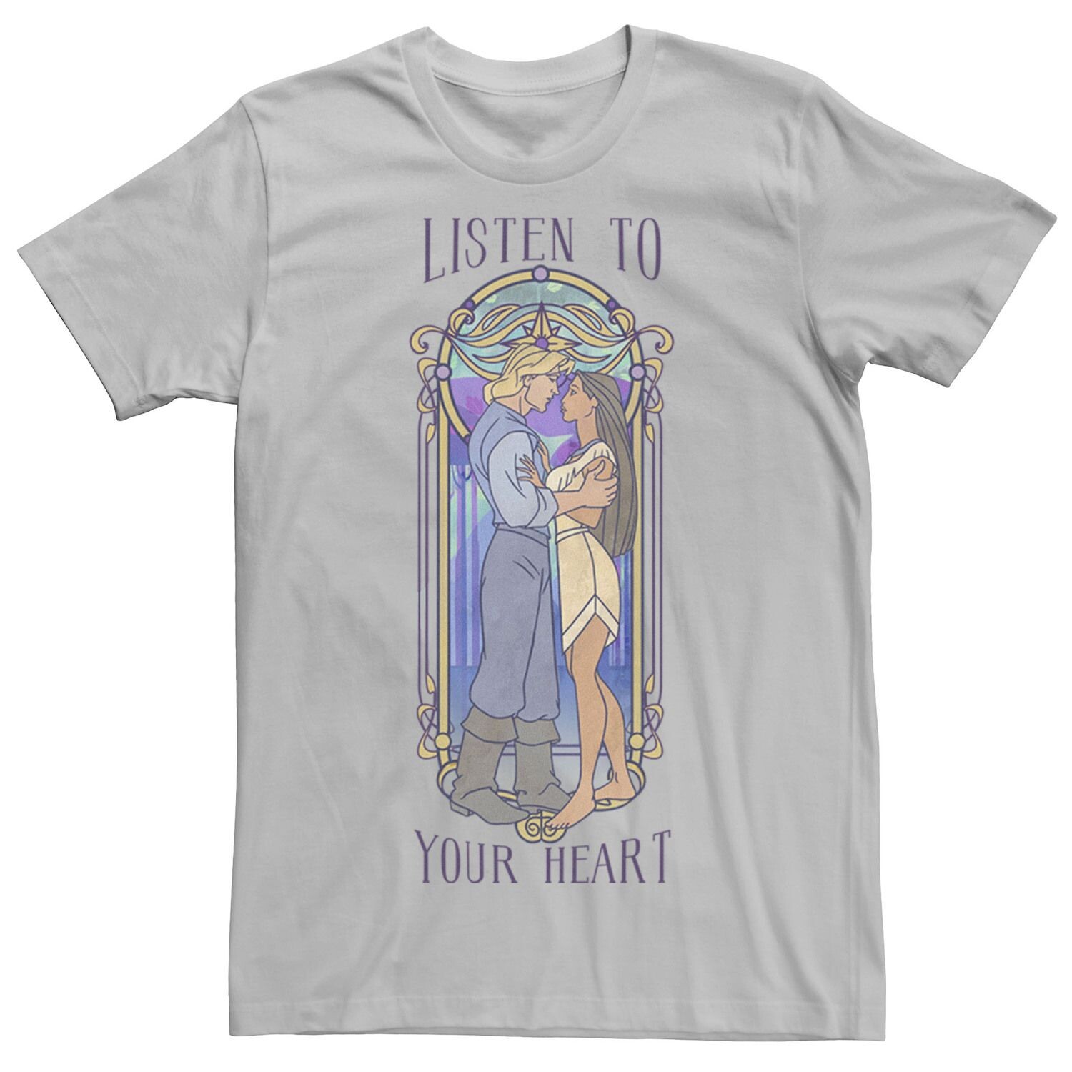 

Мужская футболка Pocahontas John Listen To Your Heart Disney, Серый, Мужская футболка Pocahontas John Listen To Your Heart Disney