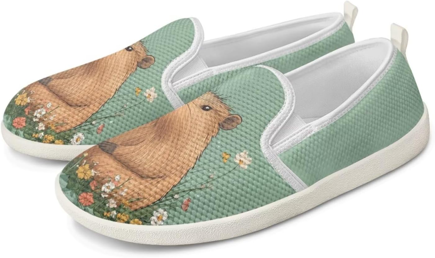 

Кроссовки JoyLamoria с сетчатым верхом и принтом капибары, эспадрильи без шнурков, с поддержкой свода стопы, для женщин и мужчин, для бега и ходьбы, легкие, Capybara and Floral