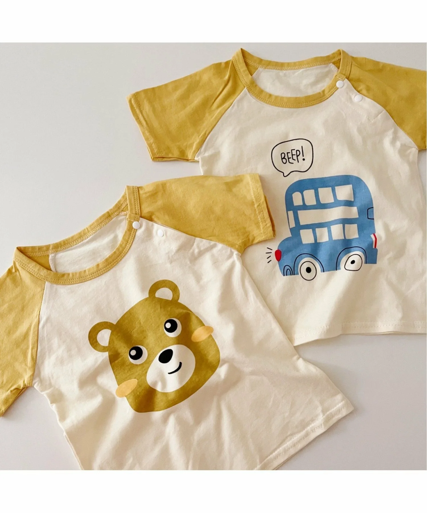 Милая футболка с коротким рукавом и принтом животного. Aimoha Kids, Yellow — фото 4