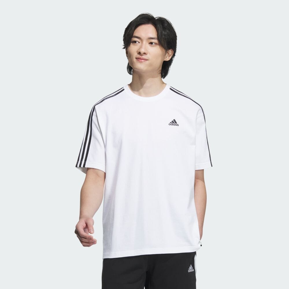 

Футболка Adidas Essentials Plus Loose Fit 3 Stripes Short Sleeve T-Shirt, белый