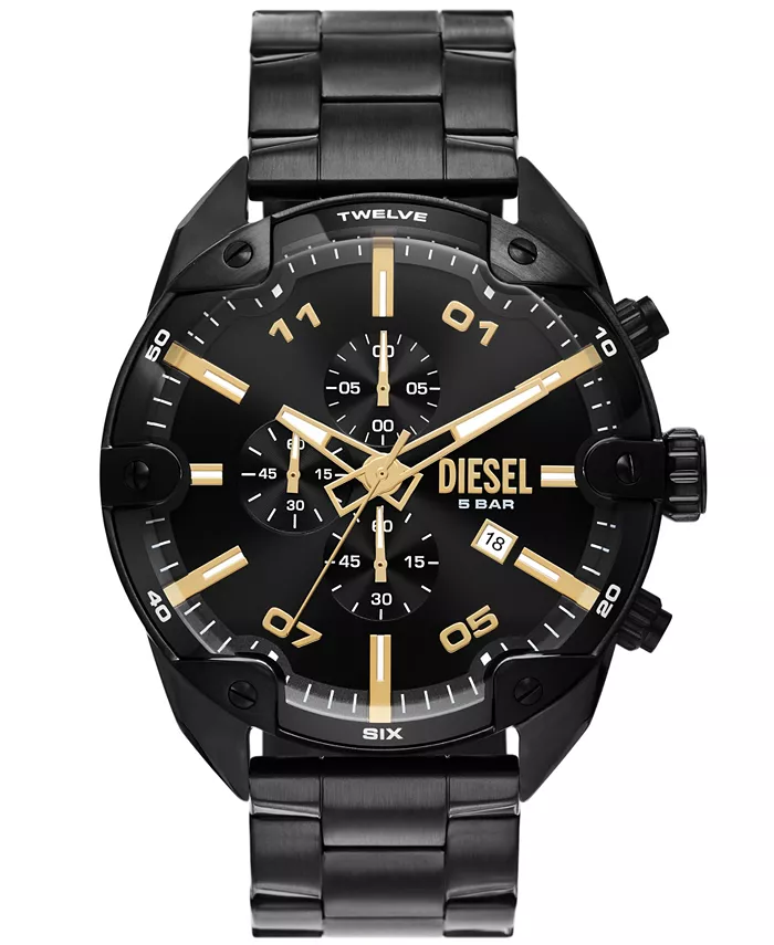 

Мужские часы Spiked Chronograph, черные, из нержавеющей стали, 49 мм Diesel