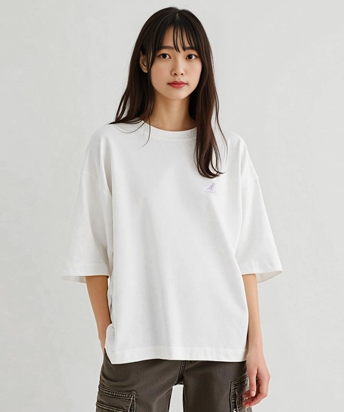 

Футболка с коротким рукавом, оверсайз, с вышитым логотипом KANGOL, кремовый, Бежевый, Футболка с коротким рукавом, оверсайз, с вышитым логотипом KANGOL, кремовый