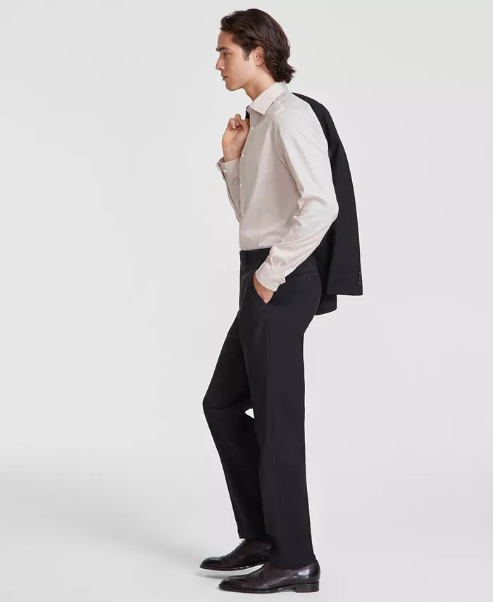 Мужские классические брюки Slim-Fit из шерстяной ткани с добавлением эластана Calvin Klein, черный — фото 2