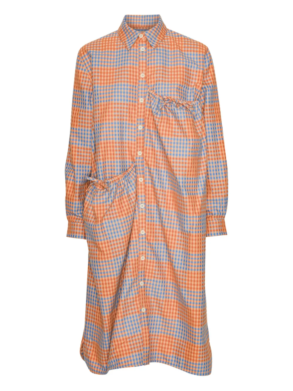 

Платье в клетку с собранными деталями Henrik Vibskov, оранжевый