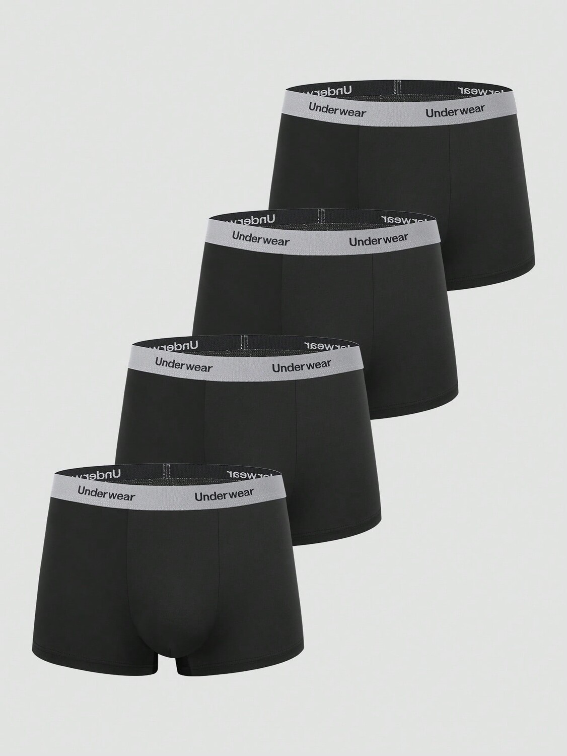 

Мужские трусы-боксеры Shein Underwear&Sleepwear Basics, лента, буквенный узор, талия, 4 шт Shein, черный