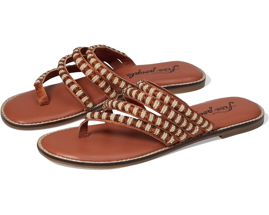 Сандалии Free People Beatrice Beaded Flat Sandal, цвет Bronzer/Natural Combo