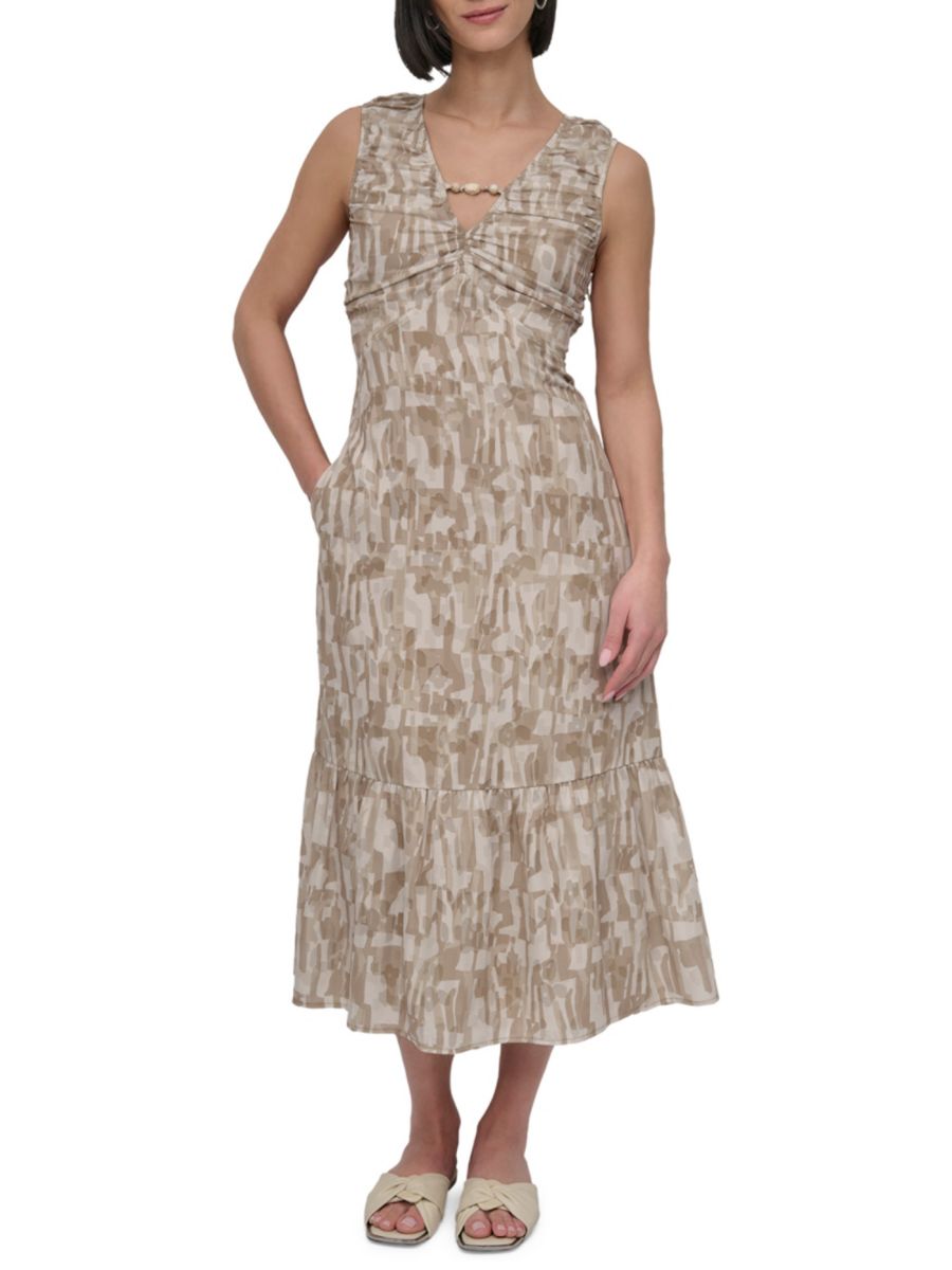 

Платье-миди City Burnout с бисером DKNY, цвет Beige Brown