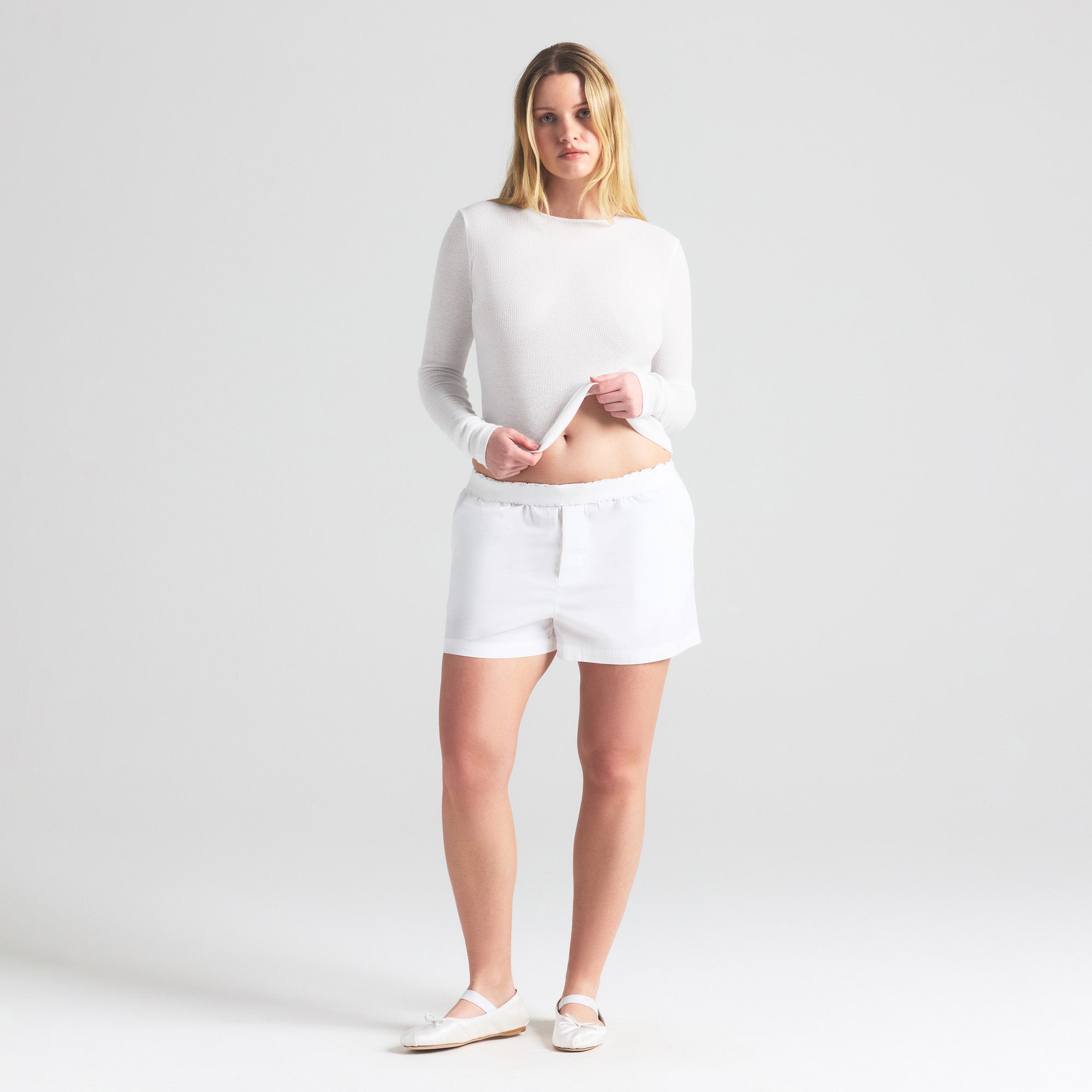 

Боксеры SKIMS COTTON POPLIN, цвет snow