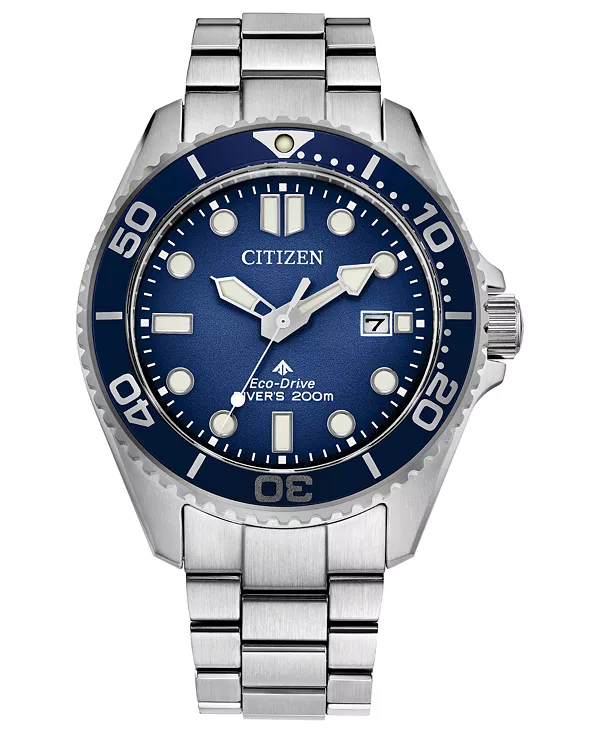 

Мужские часы eco-drive promaster dive с серебристым браслетом из нержавеющей стали, 41 мм Citizen, silver-tone