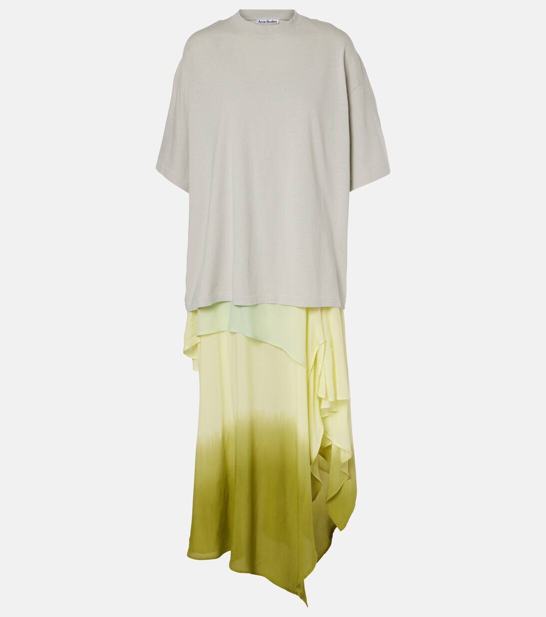 

Асимметричное платье-футболка Acne Studios, цвет pastel yellow