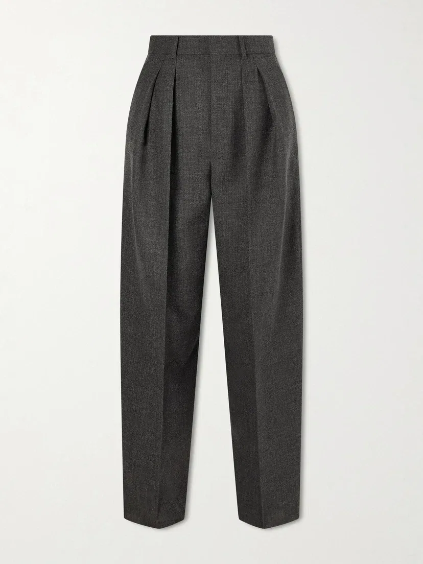 Широкие плиссированные брюки из шерсти SAINT LAURENT