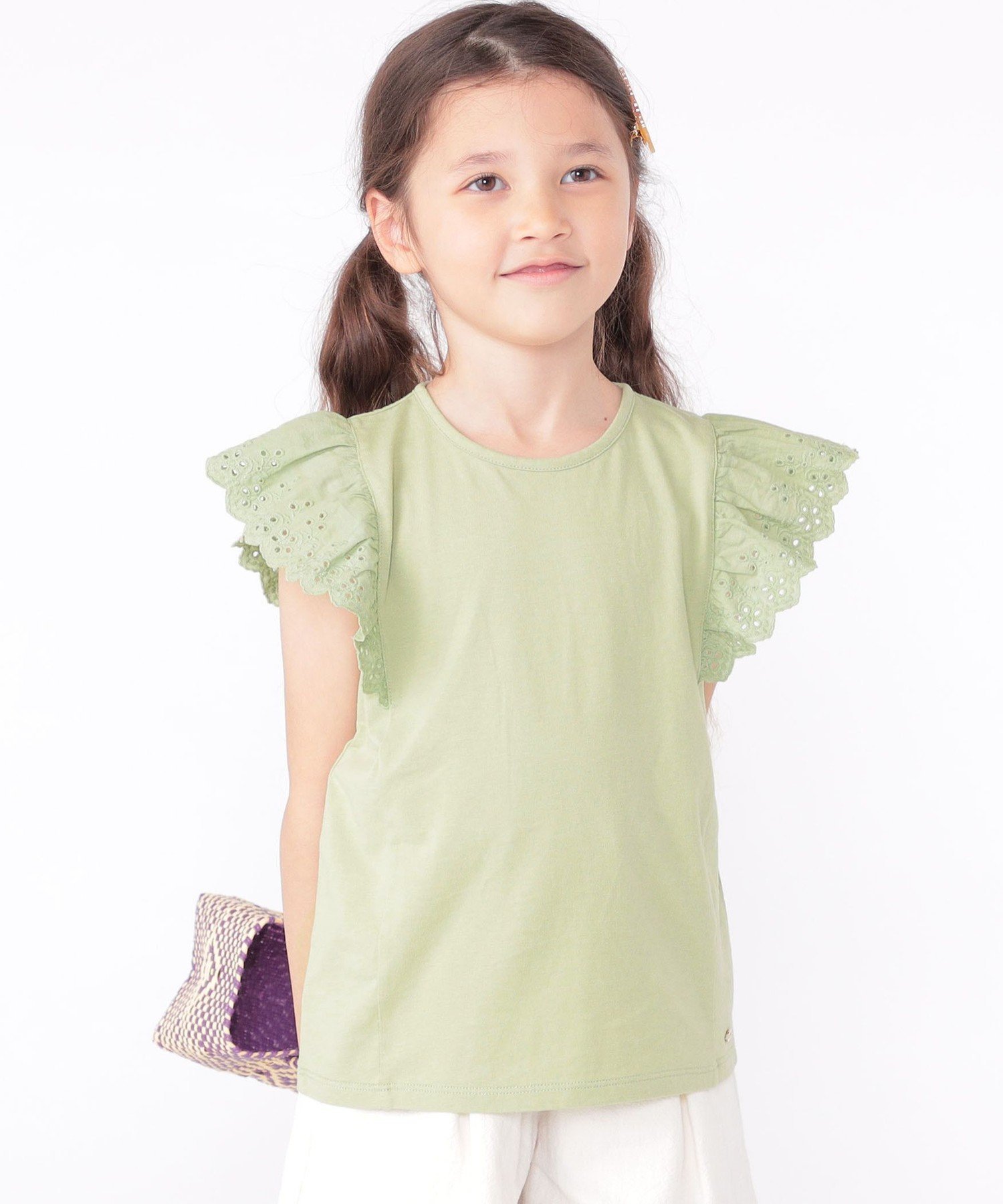 Детская футболка с кружевной оборкой, размер 100-130 см SHIPS KIDS, Light green