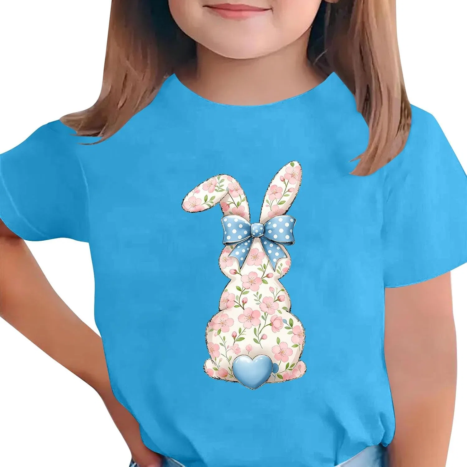 Футболка с коротким рукавом, с кроликом, Zzalalana, Blue
