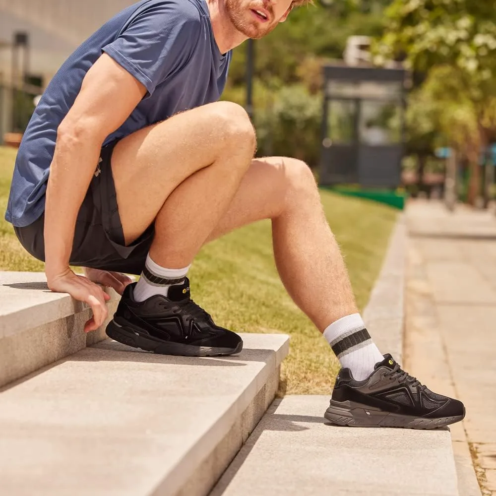 

FitVille Мужские прогулочные кроссовки с широкой посадкой для плоской стопы, облегчение боли в пятке - Rebound Core, черный