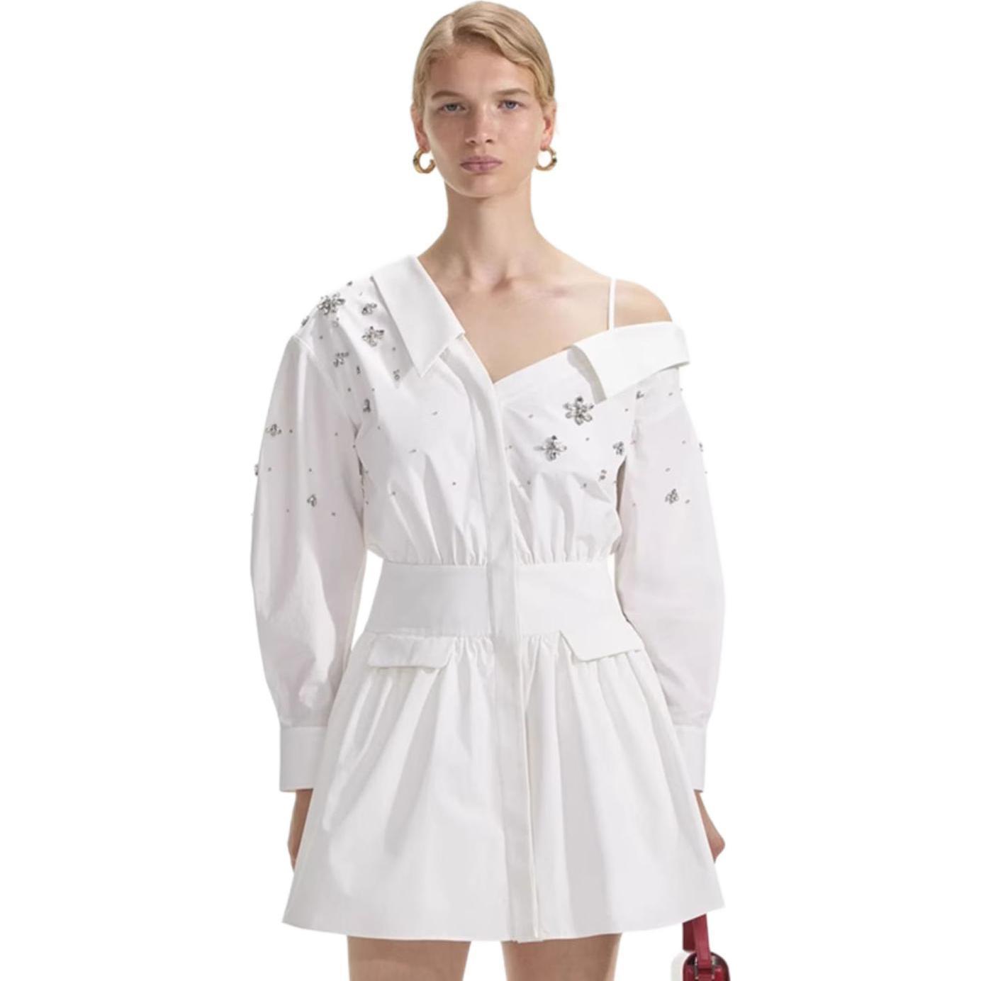 

Футболка с драгоценными камнями Self-portrait, чисто-белая