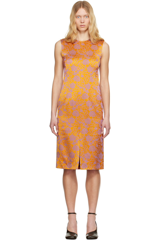 

Цветочное миди-платье Dries Van Noten, цвет mandarin