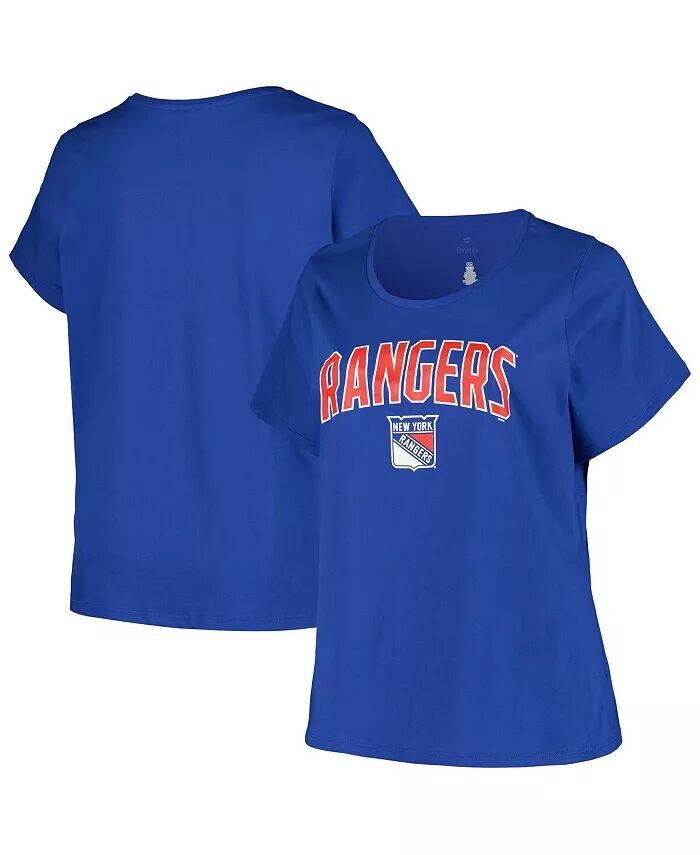 

Женская синяя футболка New York Rangers размера Plus с логотипом Arch Over Profile