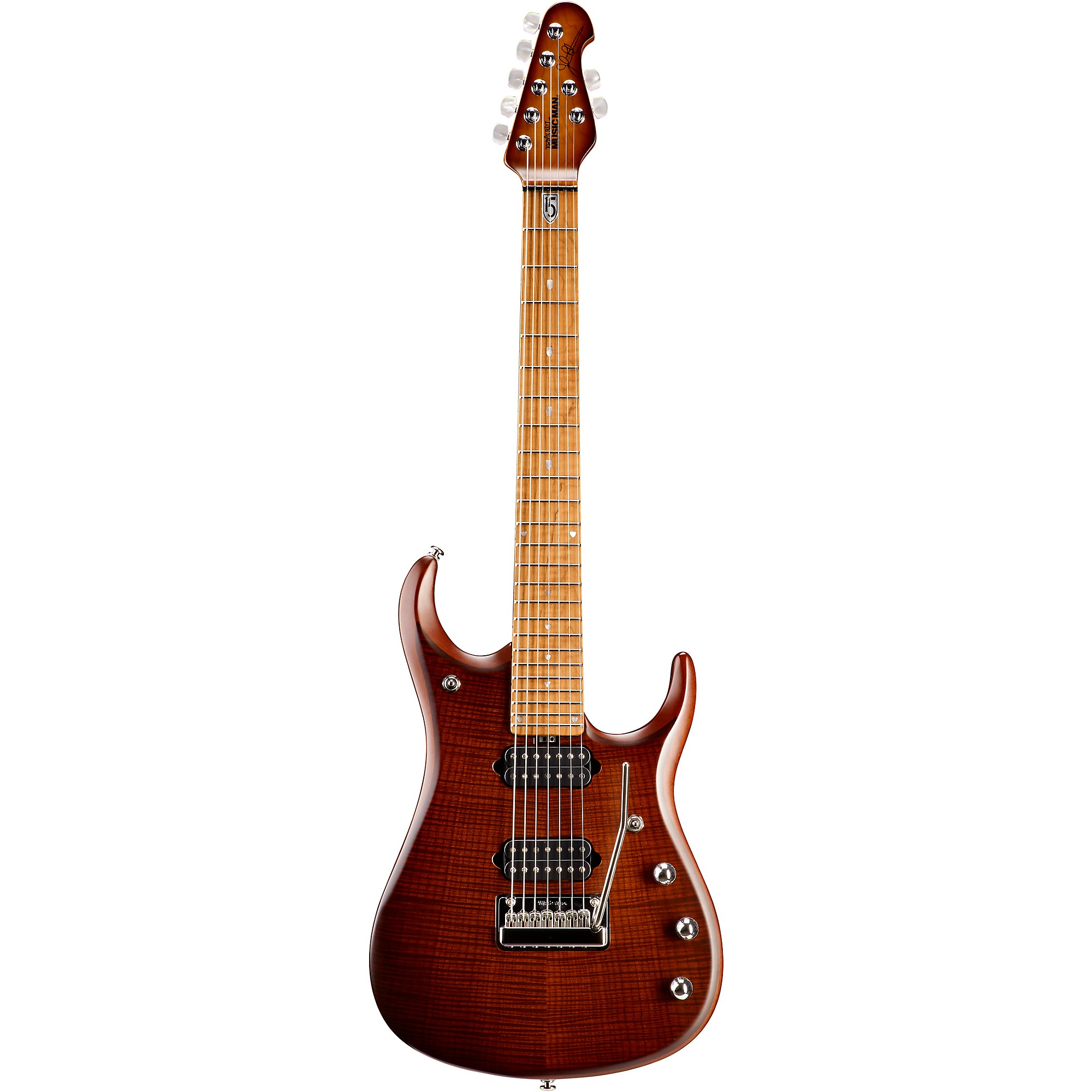 

Ernie Ball Music Man JP15 Roasted Flame Maple Top 7-струнная электрогитара Sahara Burst