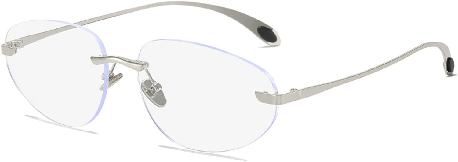 

Женские солнцезащитные очки Y2K, роскошные безободковые солнцезащитные очки в футуристическом корейском стиле, овальная оправа «кошачий глаз», защита от УФ-излучения UV400, размер N45 mincl, Silver Clear