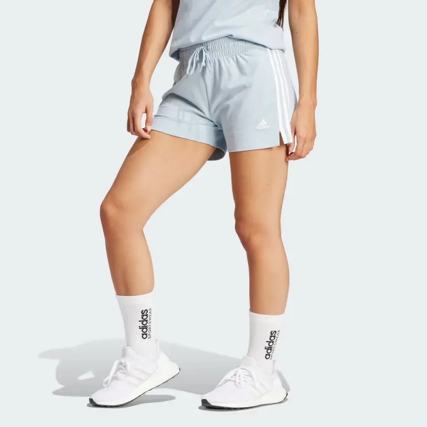 Adidas Эссеншиалс слим 3 полоски шорты повседневные шорты женские blue — фото 4