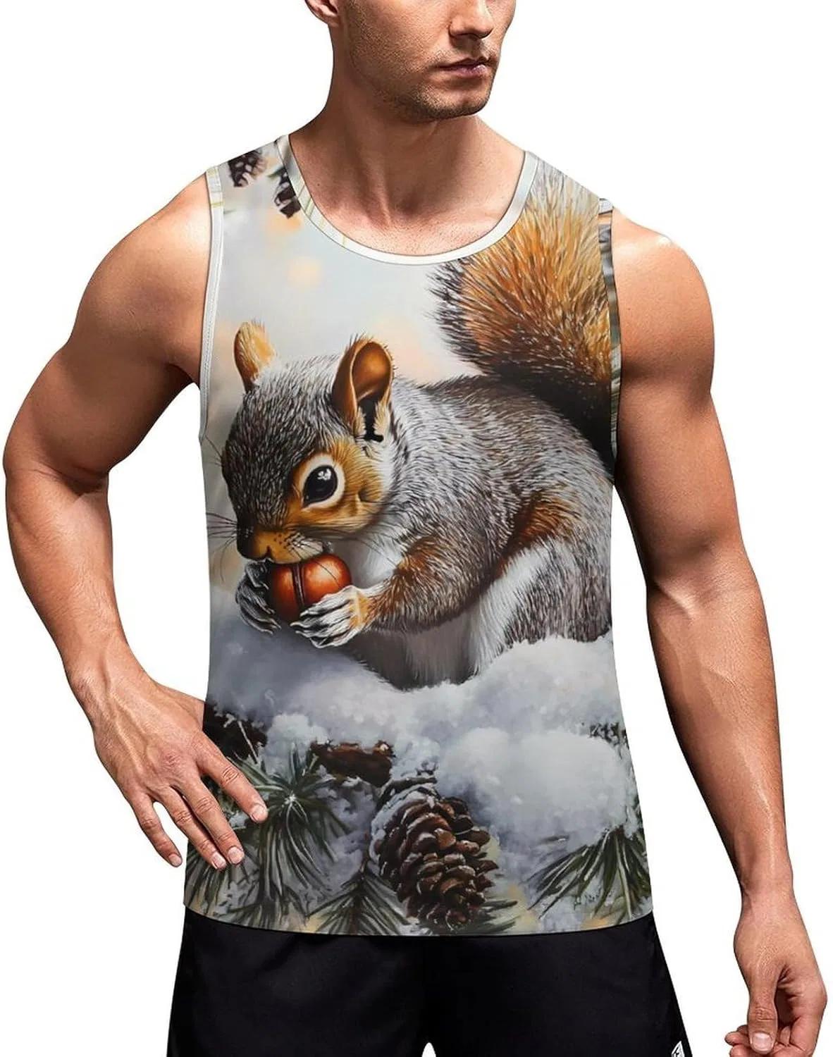 Мужской топ с принтом Squirrel, 95% полиэстер + 5% спандекс, Style — фото 2