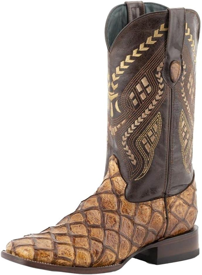 

Мужские повседневные сапоги Ferrini Italia Bronco с вышивкой и принтом Пираруку, квадратный носок, средняя голень - черные, черный