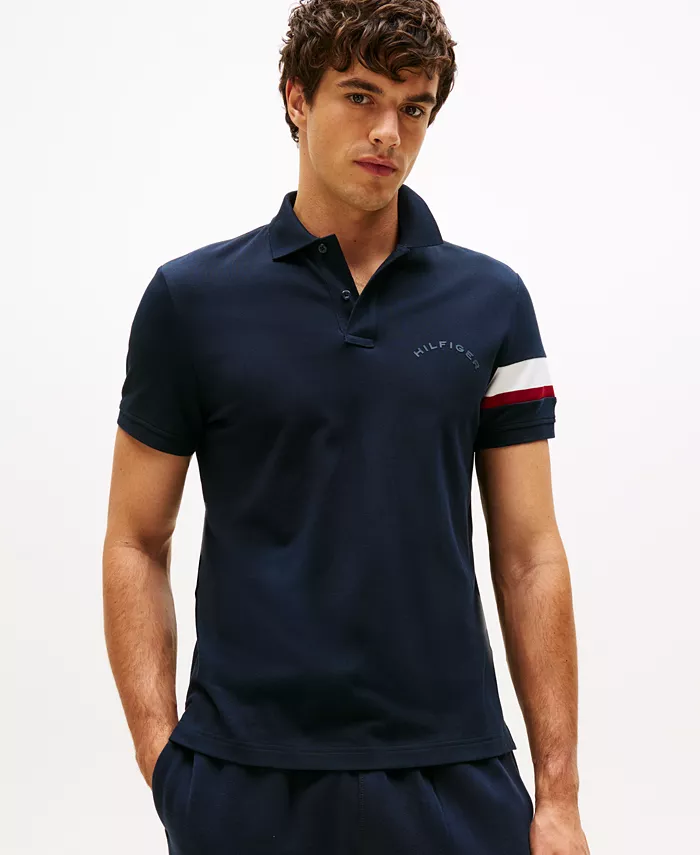 

Мужская поло с полосками на рукавах Regular-Fit Tommy Hilfiger, синий
