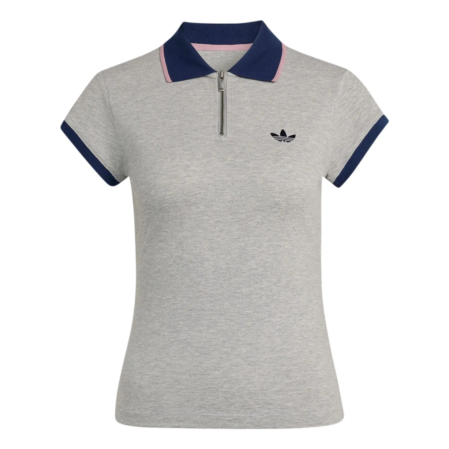 Поло женское рифленое Adidas Originals Medium Heather Gray/Dark Indigo/Magical Purple Pink/Chen