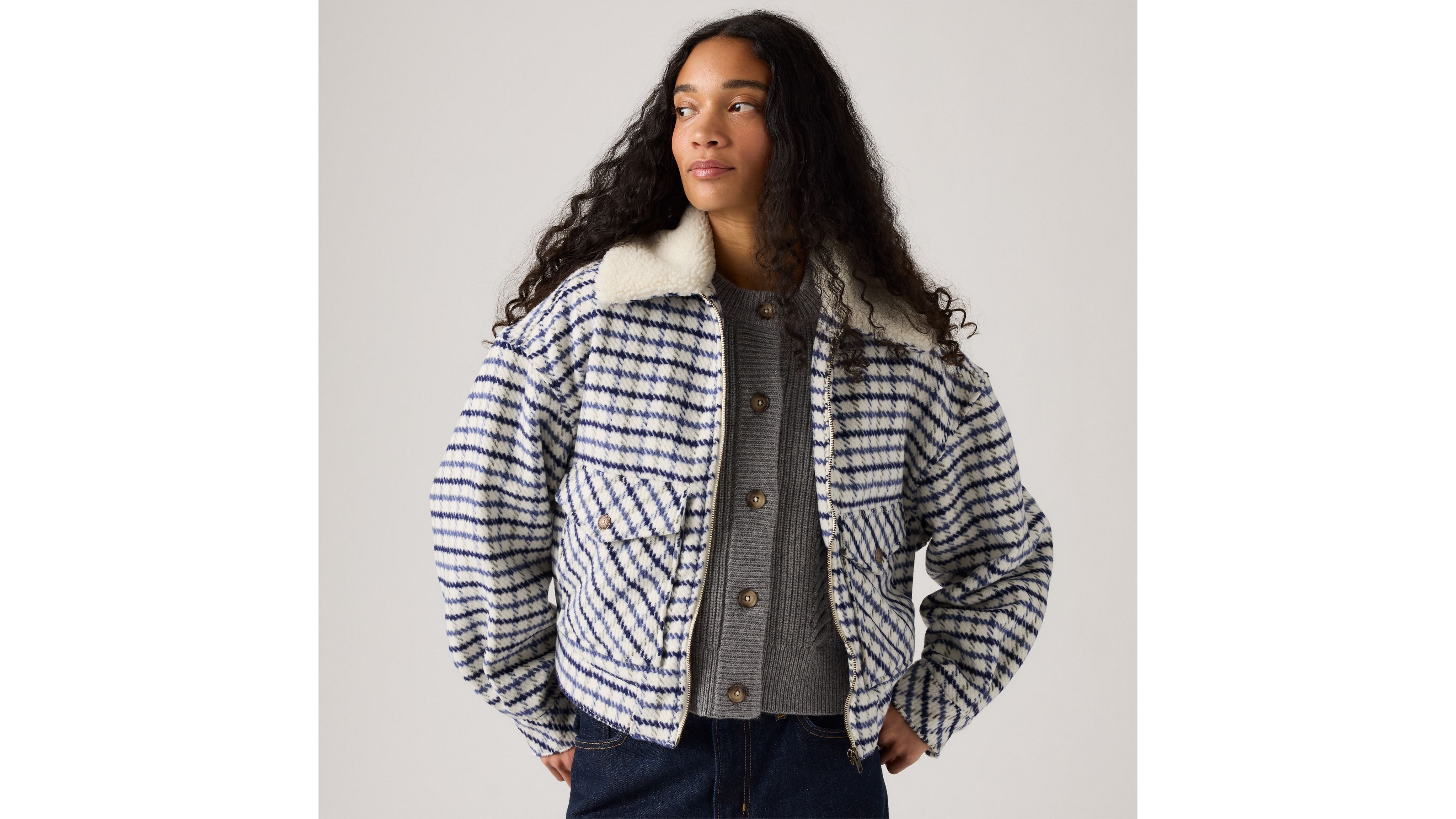 

Укороченная шерстяная куртка дальнобойщика 90-х годов Levi's, Birch Plaid - Multi-Color