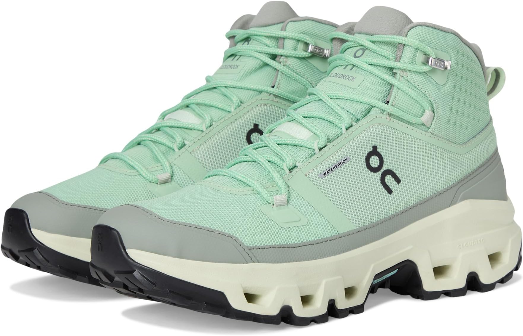 

Походные ботинки On Cloudrock Mid Waterproof, цвет Mineral/Aloe
