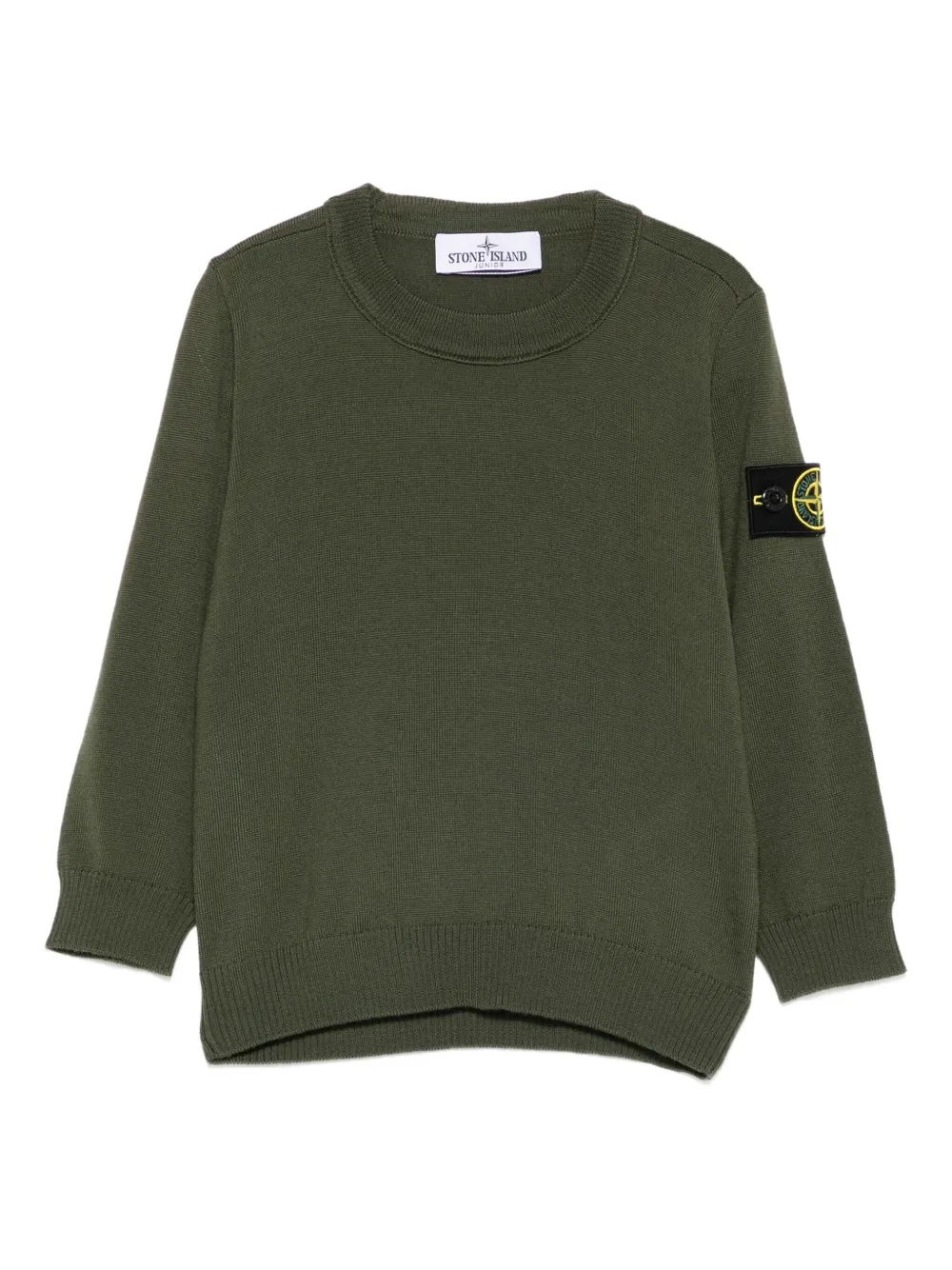 

Шерстяной свитер с нашивкой-логотипом Stone Island Junior, зеленый