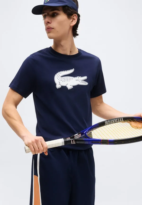 Теннисные короткие спортивные шорты Lacoste Sport, Navy Blue/Blossom/White — фото 4