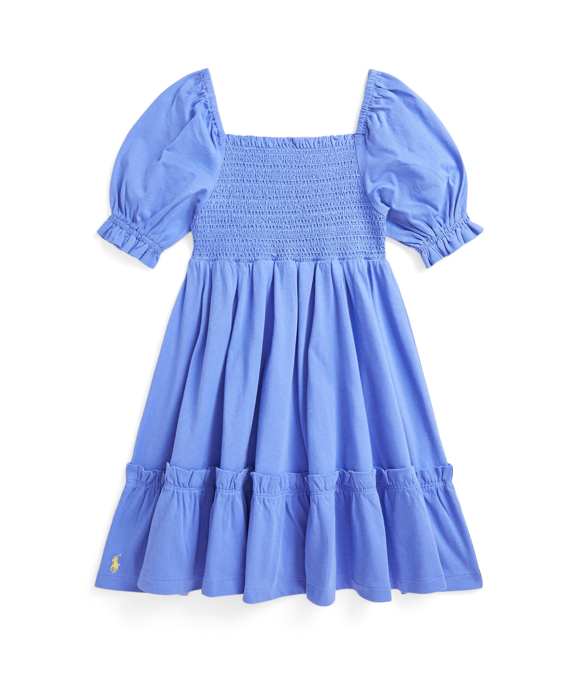 

Платье Polo Ralph Lauren Kids Smocked Cotton Jersey Dress, цвет Harbor Island Blue/Oasis Yello