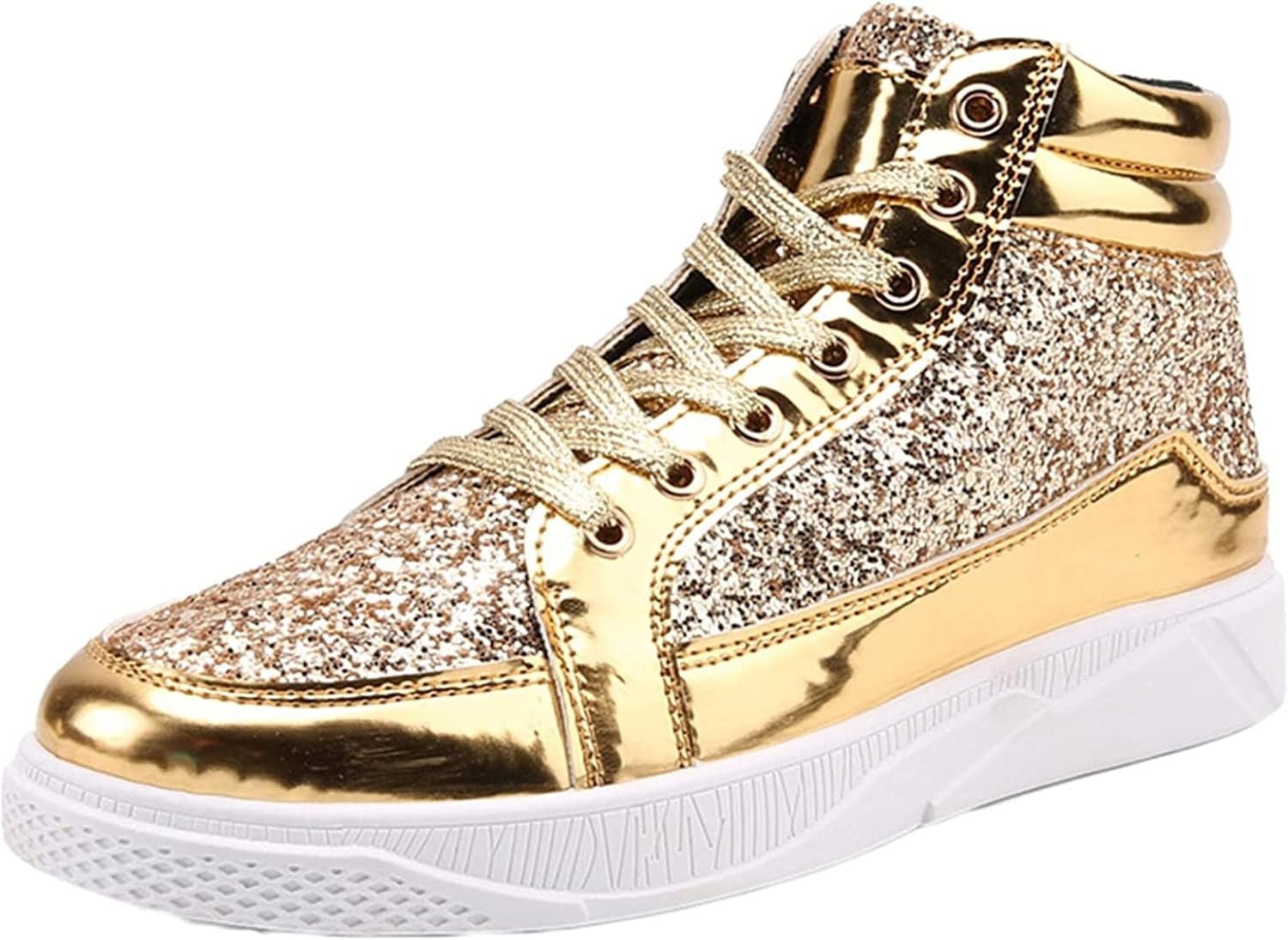 

Мужские осенне-зимние ботинки Yiozoi для улицы, легкие, шнуровка, удобные, теплые, высокие, модные, блестящие, для ночного клуба и повседневной ходьбы, золотой