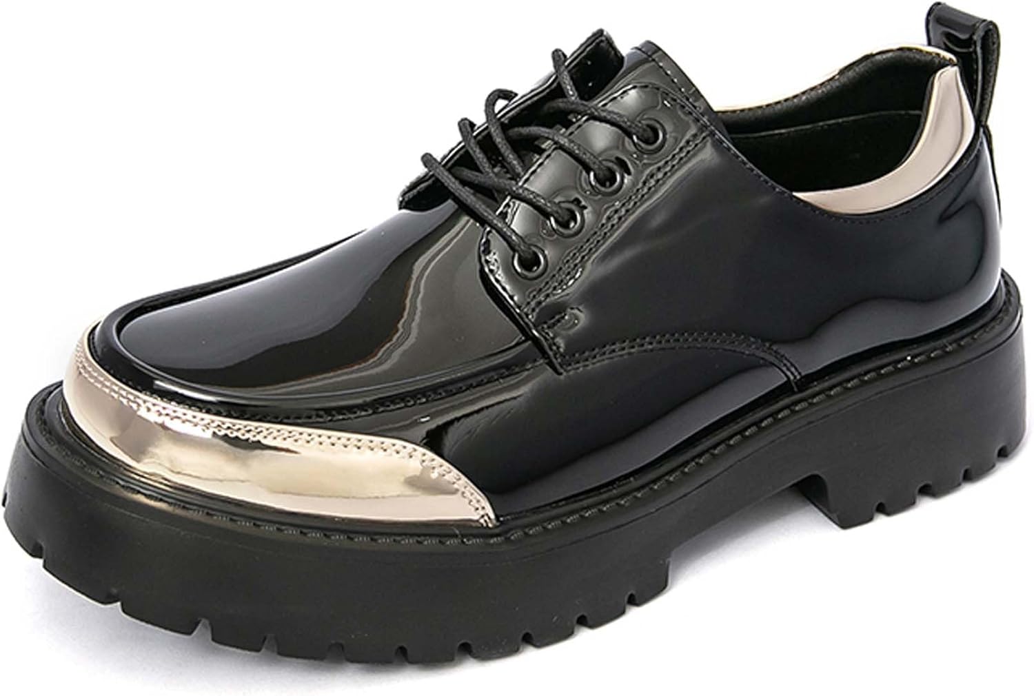 

Мужские оксфорды с толстой подошвой на шнуровке, деловые формальные туфли на платформе, противоскользящие, с эффектом увеличения роста, для униформы, свадьбы, выпускного, вечеринки, костюма, дерби Generic, черный