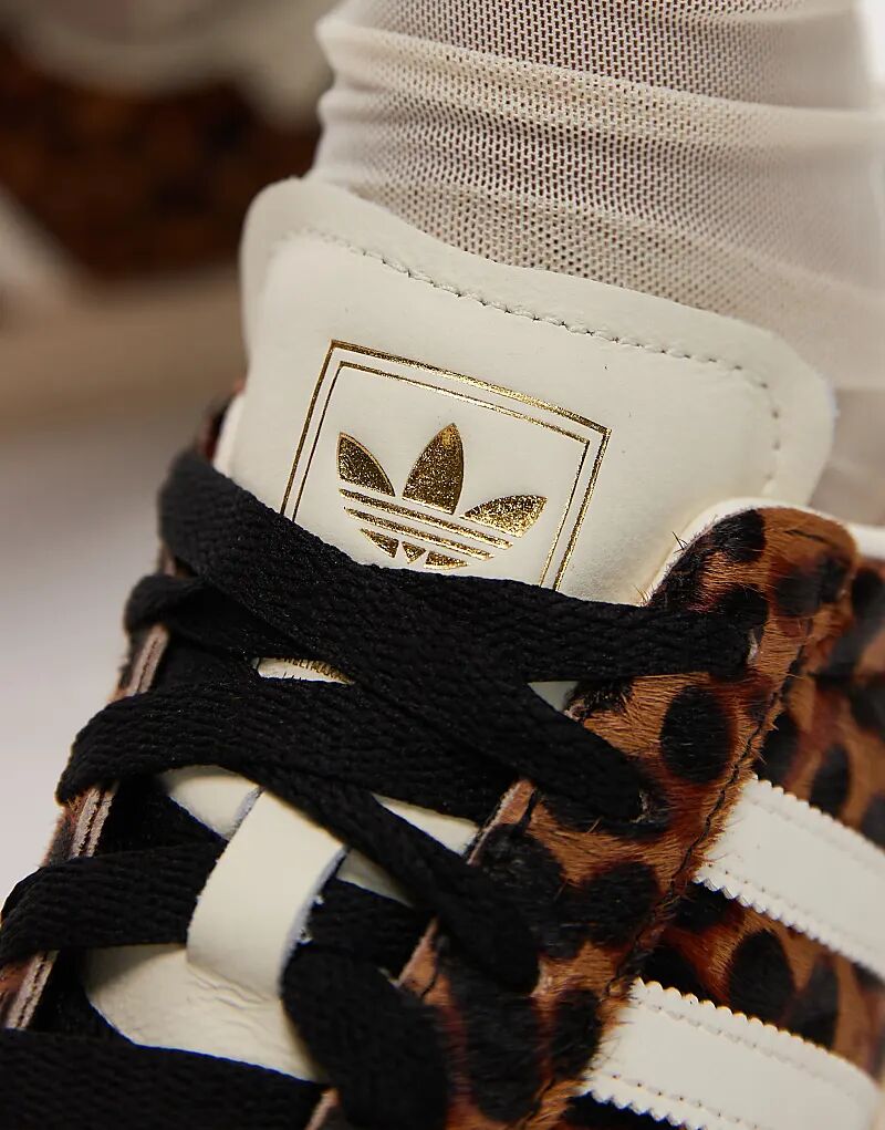 Кроссовки Adidas Originals Superstar II с леопардовым принтом и мехом пони — фото 4