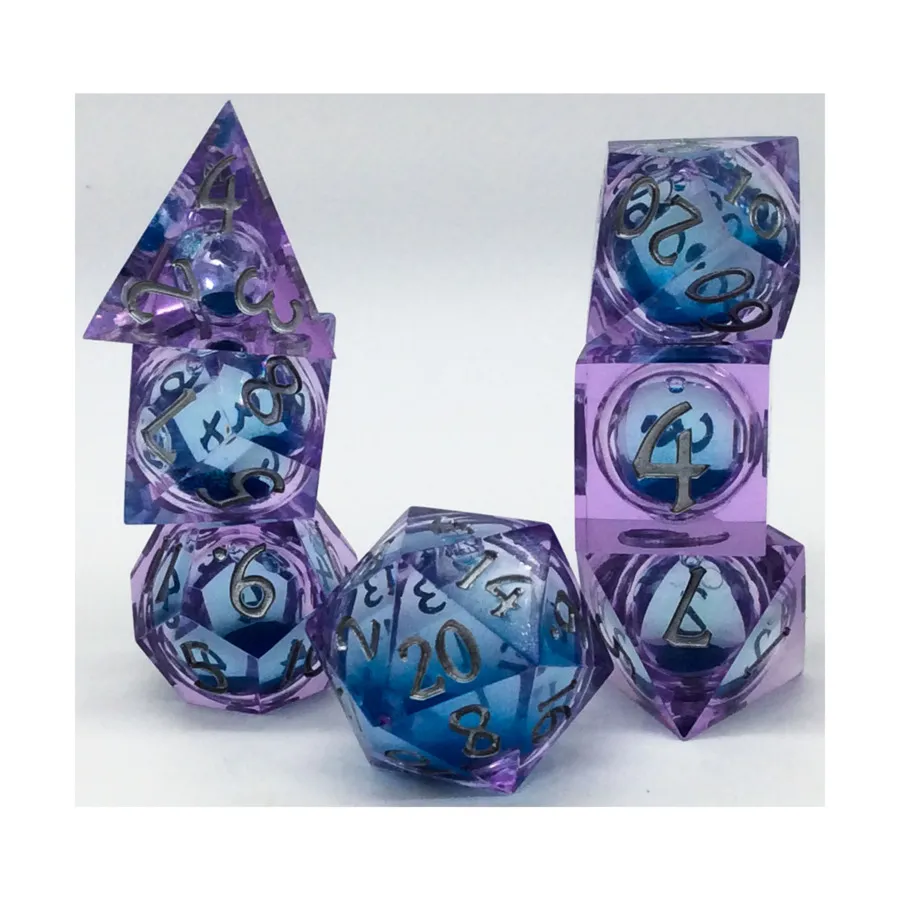 

Набор Liquid Core Poly — фиолетовые и синие блестки с серебром (7), Resin Dice (Crystal Maggie)