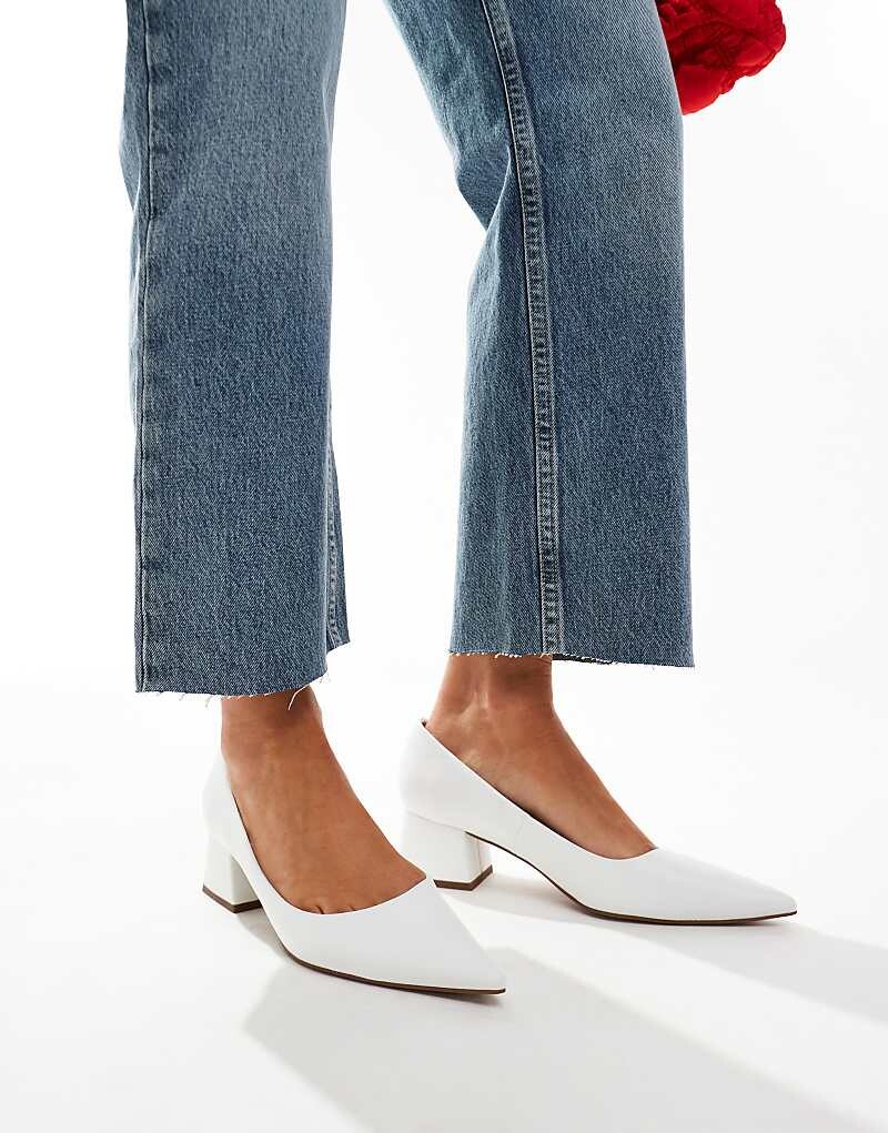ASOS DESIGN – Saint – Белые туфли на среднем каблуке