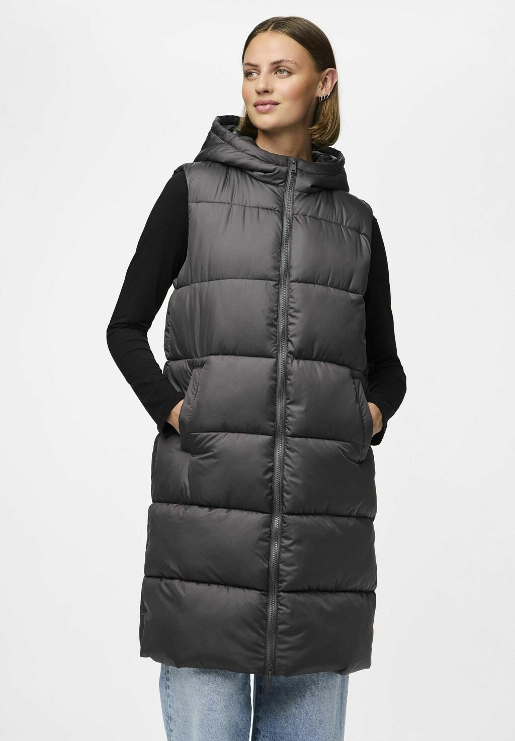 

Жилет PCBEE NEW LONG PUFFER VEST Pieces, темно-серый