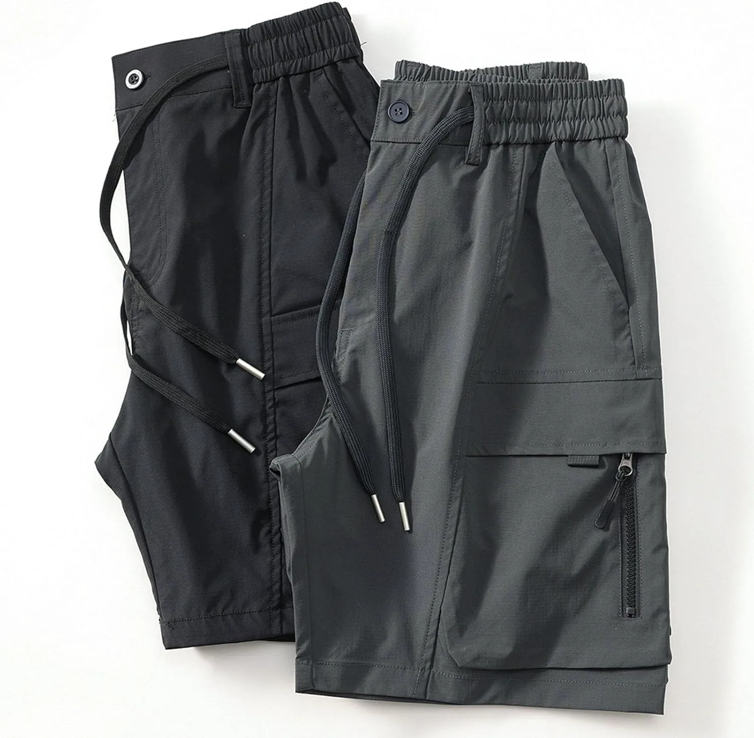 Mens Casual Shorts Lightweight Breathable Loose Fit with Drawstring Pockets for Summer Outdoor Walking Travel Generic, серый — фото 4