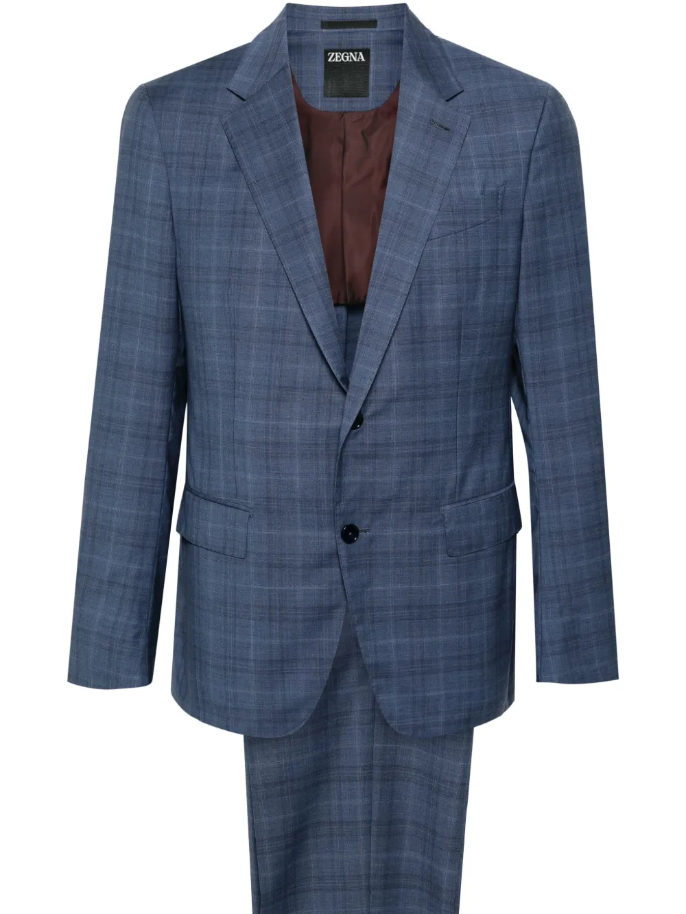 

Шерстяной костюм с однобортным пиджаком Zegna, синий