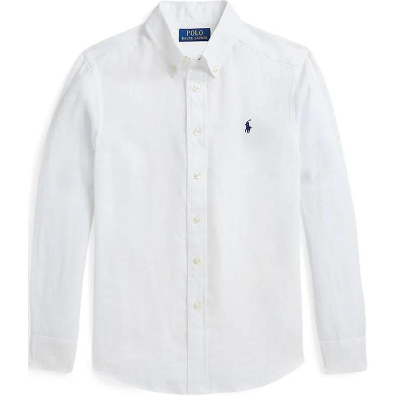 Polo Ralph Lauren Однотонная рубашка весна-осень детская белая — фото 4
